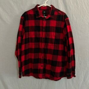Men's Plaid/ Checkered Red and Black Flannel